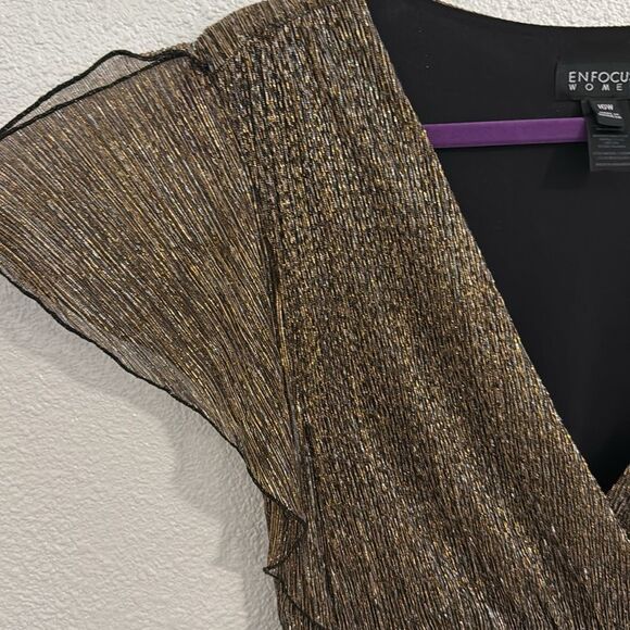 Enfocus Women- gold and black shimmer dress- Size 16W - Picture 3 of 8